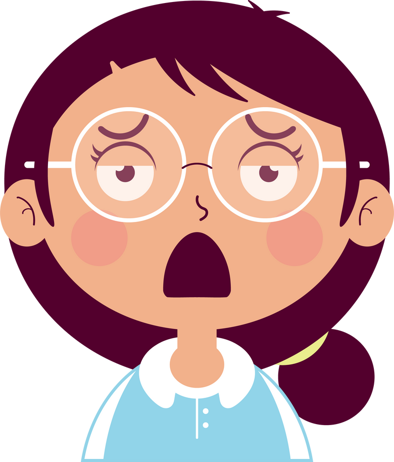 girl boring face cartoon cute